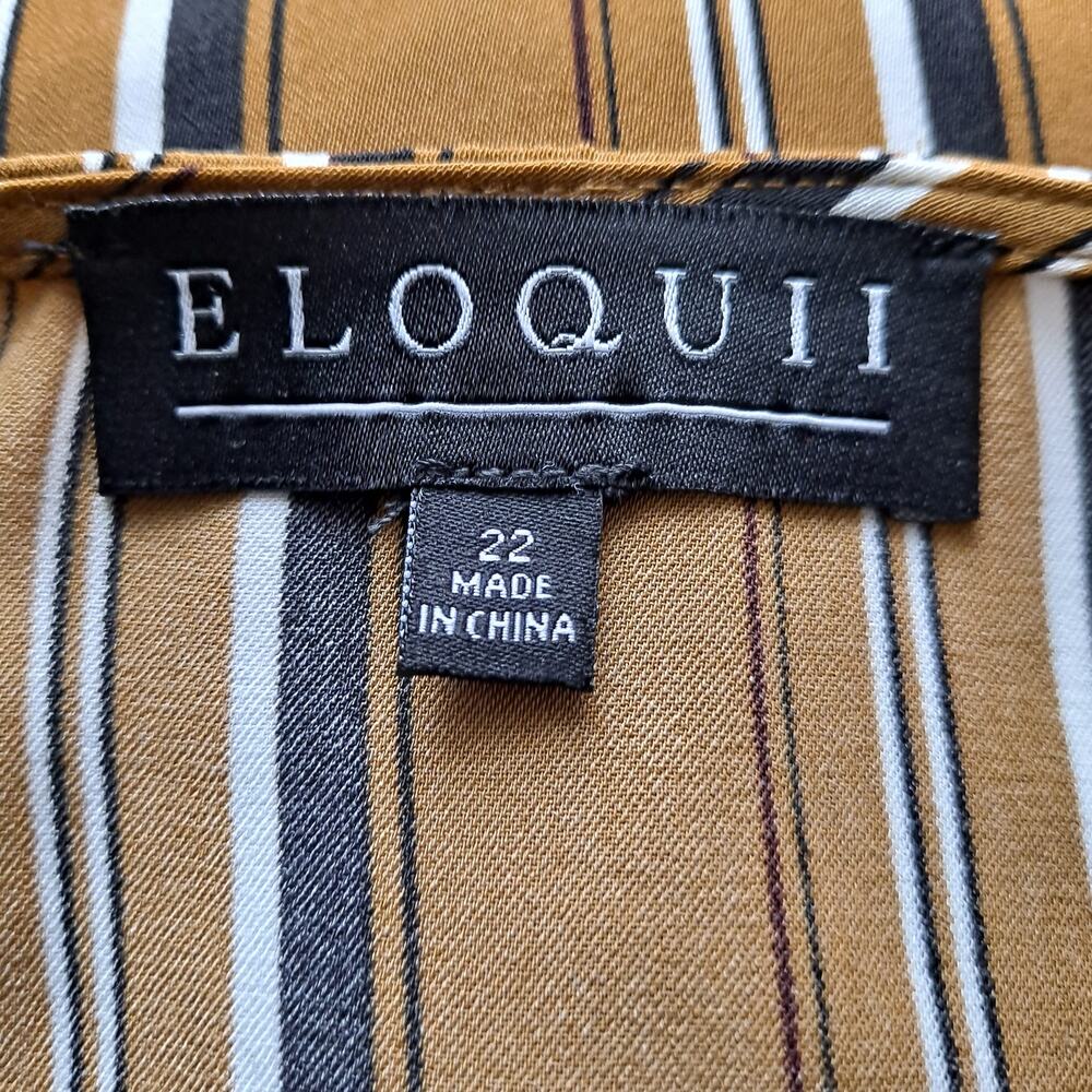 Eloquii Top Striped Sleeveless Asymmetrical Hi Lo Tank Blouse Gold Black Size 22 - Picture 8 of 11